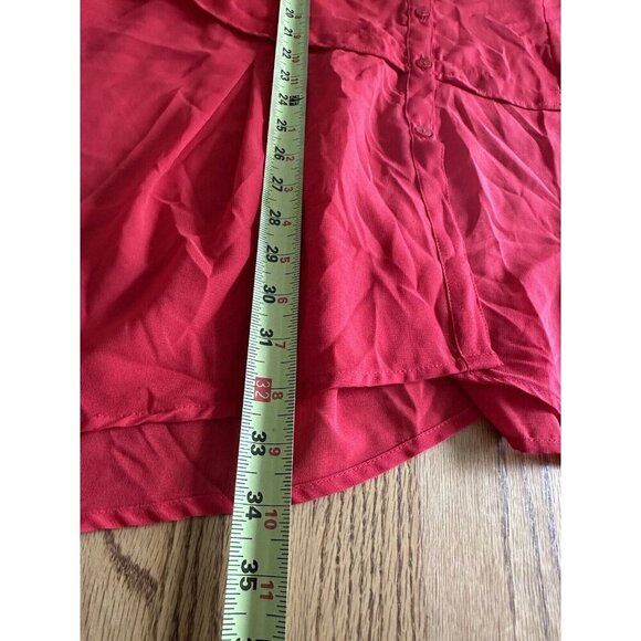 Love Ari Red Button Down Sheer Top Fairy Lightweight Size 1X Tunic Collared - Picture 7 of 8